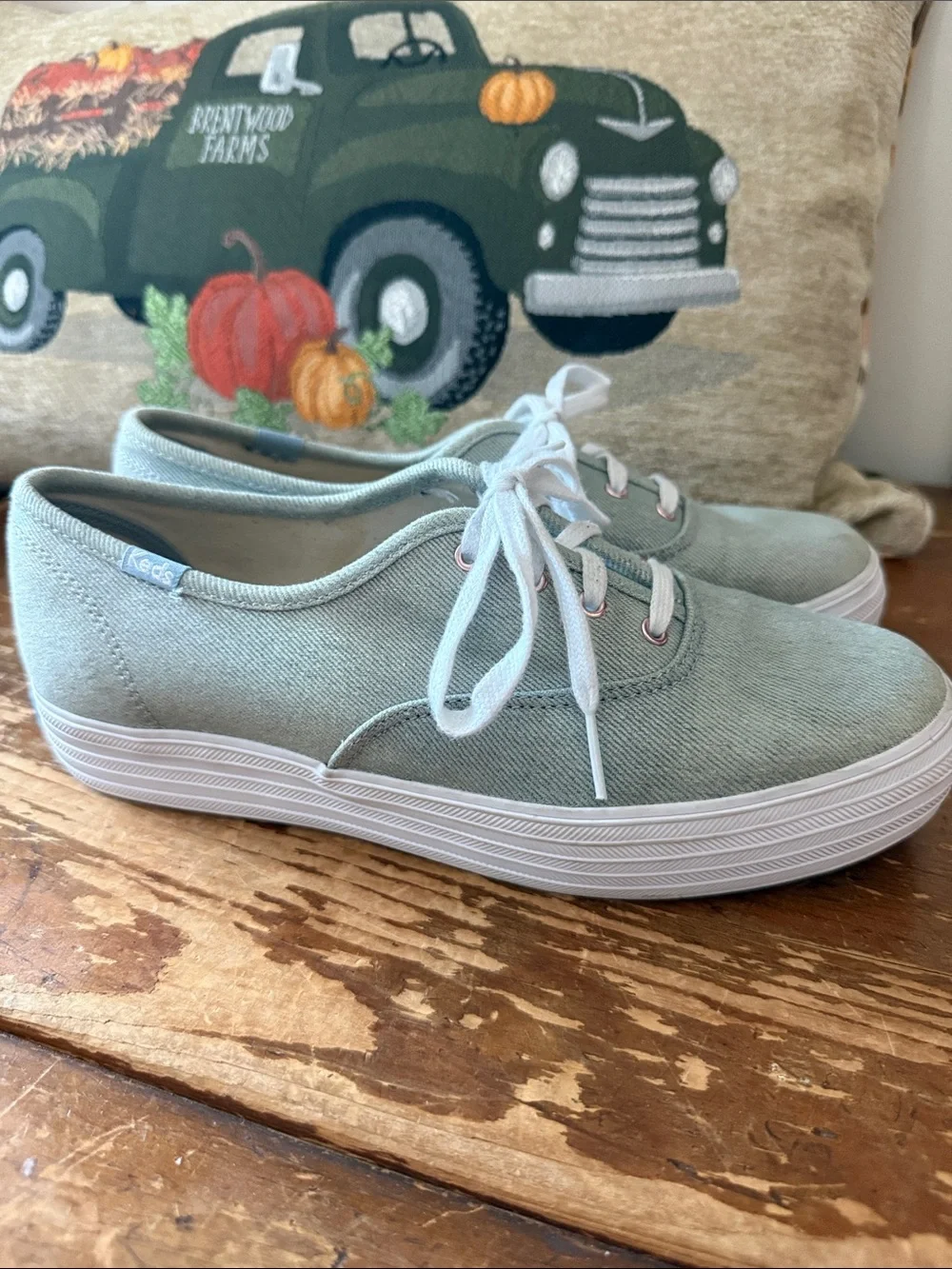 Keds Triple Metallic linen platform sneakers 8.5